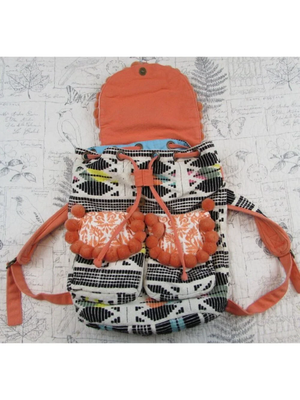 EUC $119 America And Beyond Backpack Boho Festival Embroidered Colorful fun!
